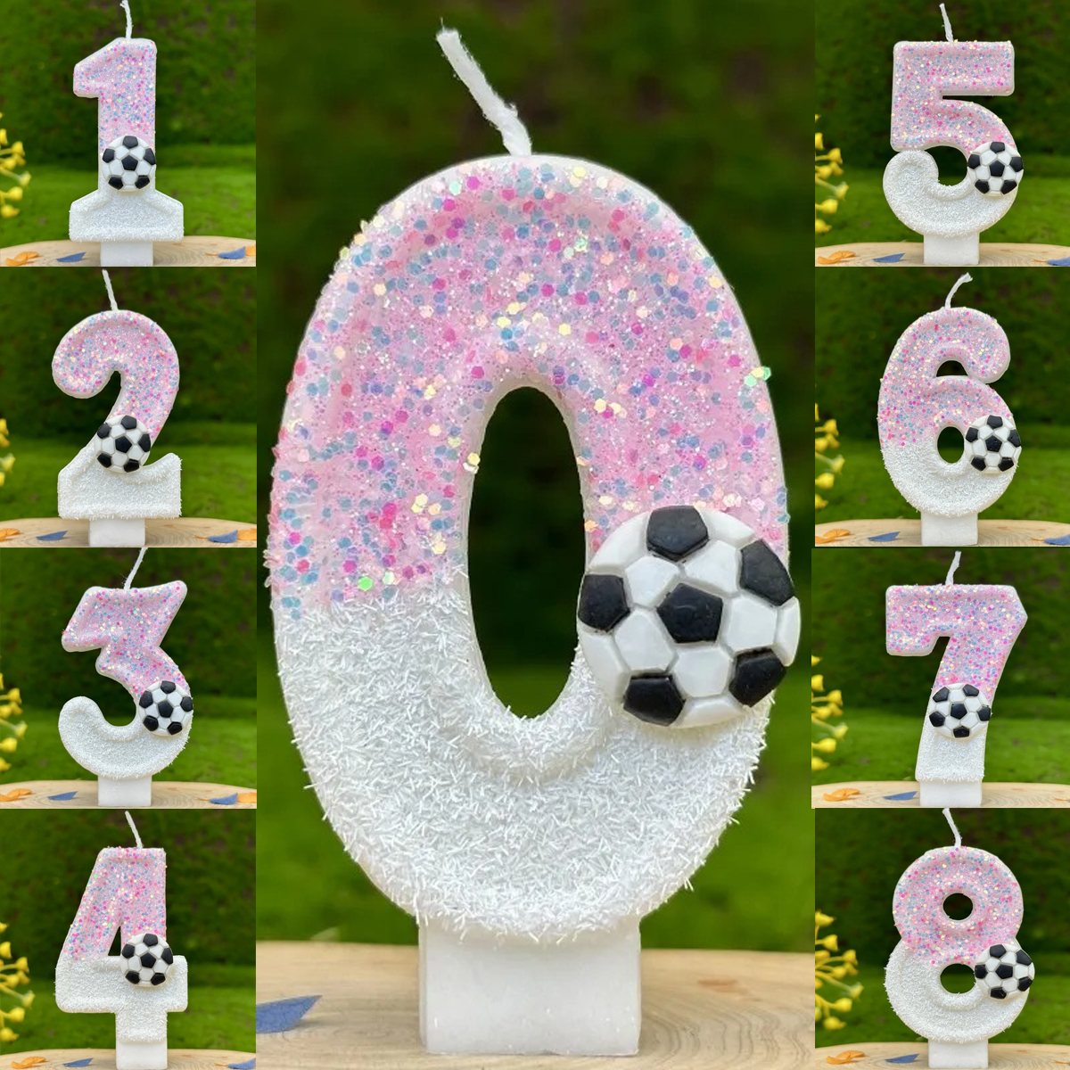 Candle For Supplies - Pink White Sequins Sports Football Digital