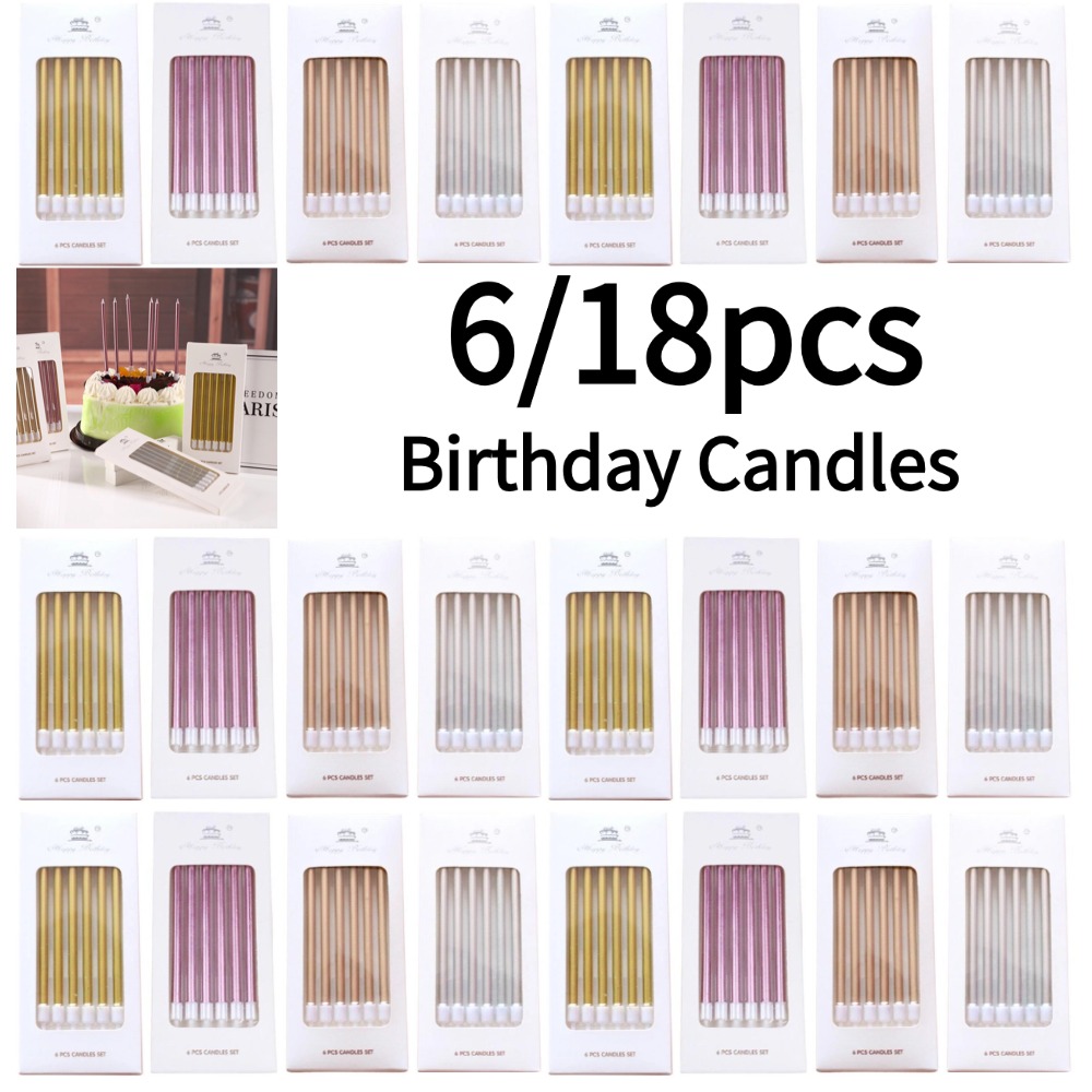 6/18pcs Metal Gold Silver Birt - Candle For Supplies บทวิจารณ์และราคา
