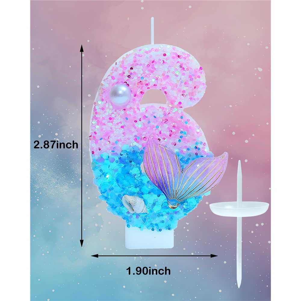 Mermaid Themed Birthday Candle - Candle For Supplies บทวิจารณ์และราคา