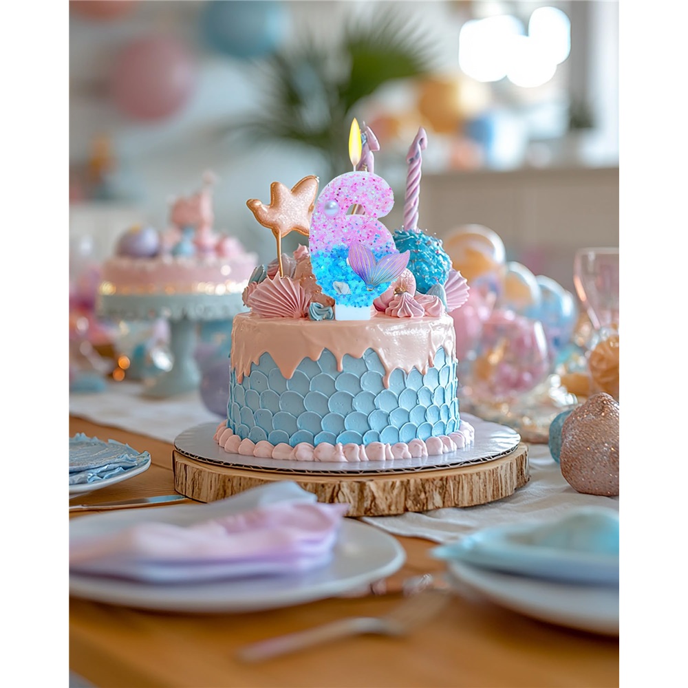 Mermaid Themed Birthday Candle - Candle For Supplies บทวิจารณ์และราคา