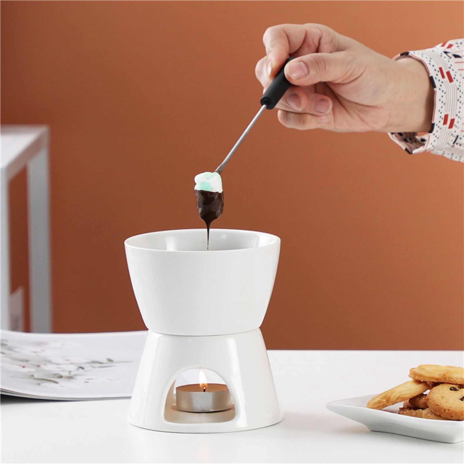 Ceramic Chocolate Cheese Fondu - Wax Melting Pot บทวิจารณ์และราคา