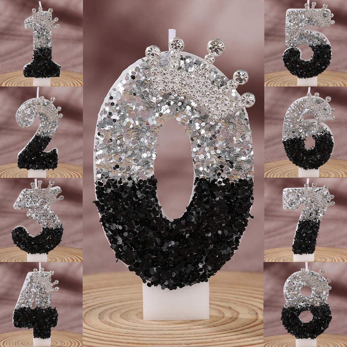 Black Silver Gradient Crown Ha - Candle For Supplies บทวิจารณ์และราคา